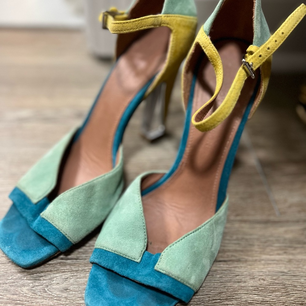 Sigrid Morrison Colorblock and Lucite Heels. Retailed for $350. Size 7.5